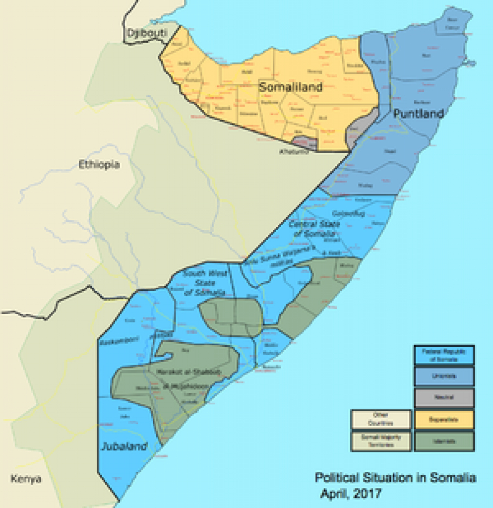 States And Regions Of Somalia - Wikipedia within Jubaland State Map