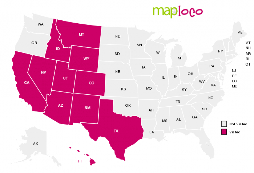 States I&amp;#039;ve Visited: Az, Ca, Co, Hi, Id, Mt, Nm, Nv, Tx, Ut, Wy throughout What States I Ve Been To Map