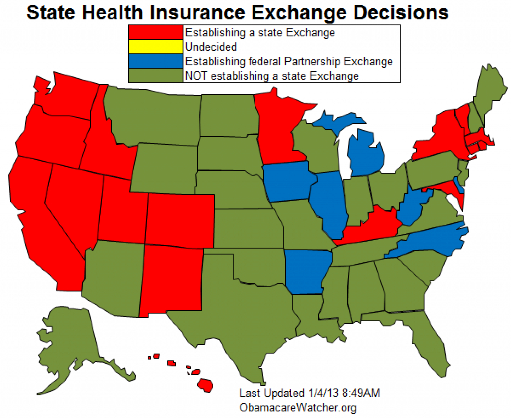 Status Of State Health Insurance Exchanges in States With Exchanges Map