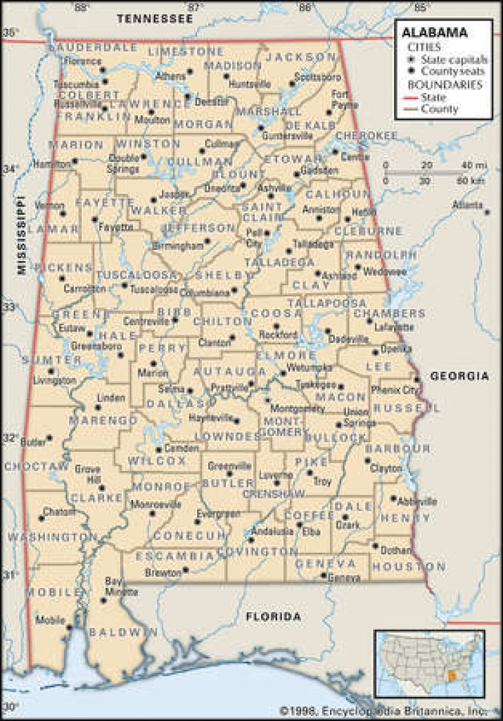 Tennessee Alabama State Line Map Printable Map   Stock Illustration Map Of The State Of Alabama Showing County Seats Intended For Tennessee Alabama State Line Map 