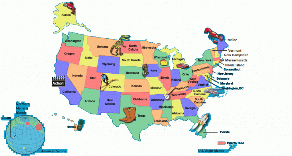 Student State Facts throughout United States Map Kid Friendly