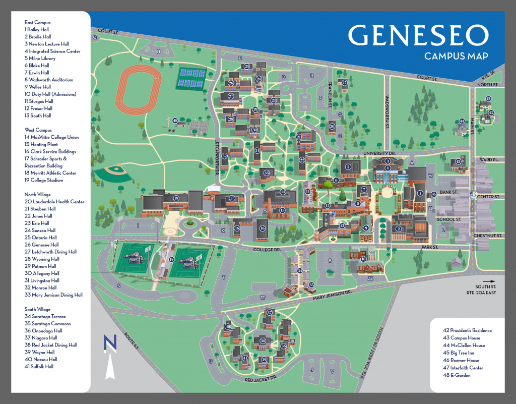 Suny Geneseo Campus Map | Suny Geneseo with Wayne State University Campus Map