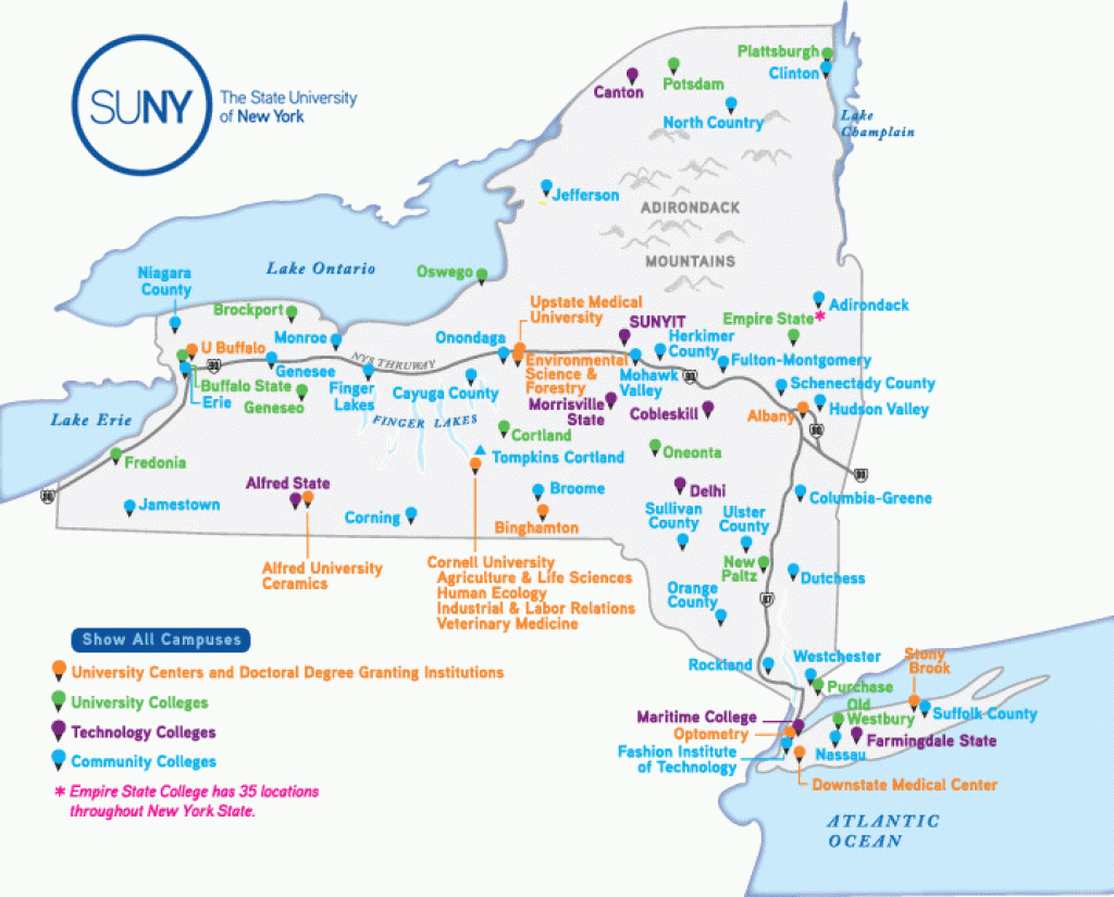 Suny | New York State Tobacco Free Colleges throughout State University Of New York Map