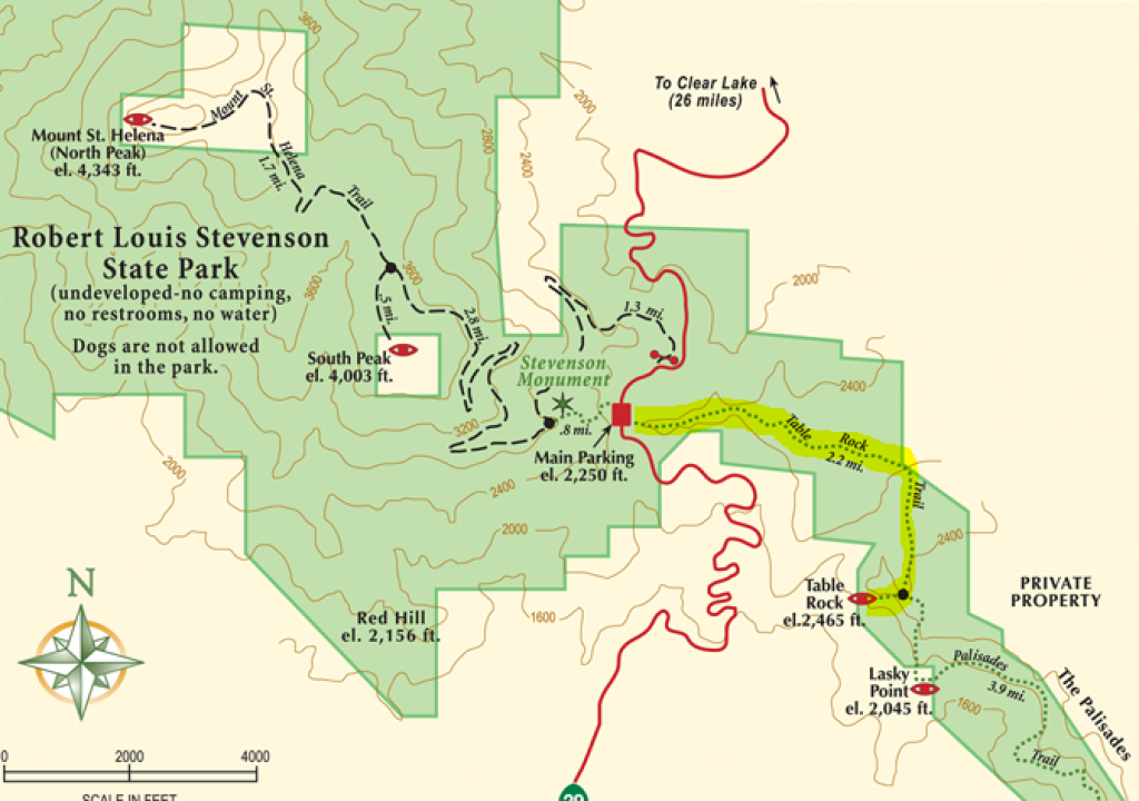 Table Rock Trail (Robert Louis Stevenson State Park, Ca) | Live And regarding Table Rock State Park Map