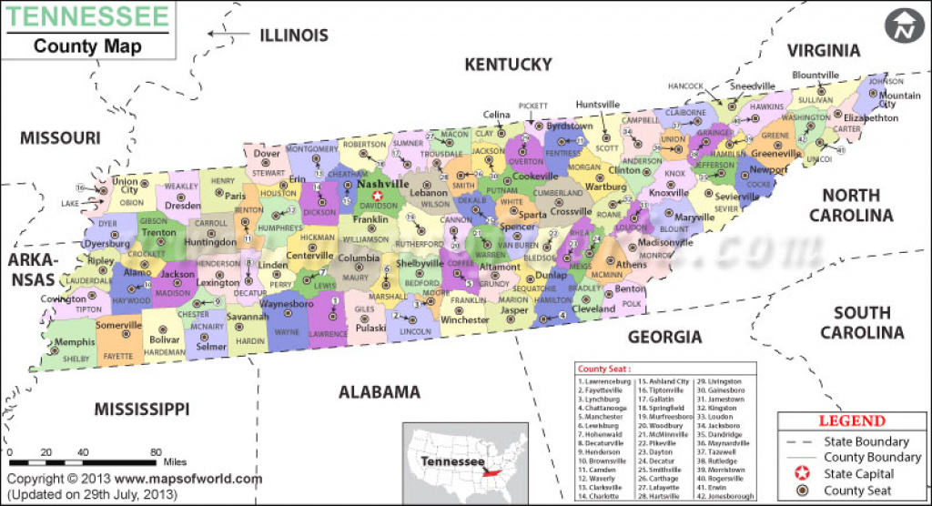 Tennessee County Map, Tennessee Counties, Tn County Map intended for Tennessee State Map With Counties