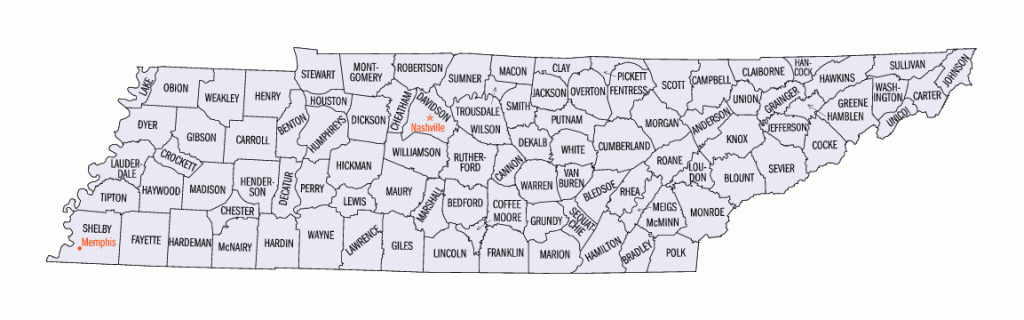 Tennessee County Map throughout Tennessee State Map With Counties