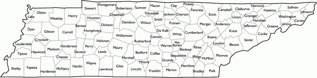 Tennessee County Map With Names throughout Tennessee State Map With Counties