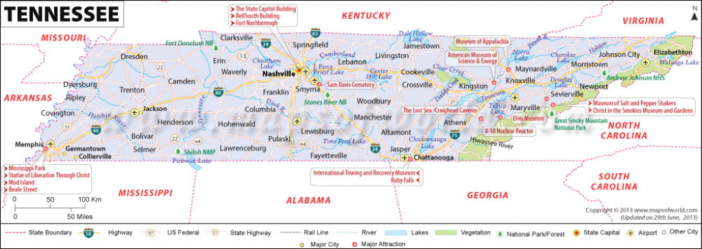 Tennessee Map, Map Of Tennessee (Tn), Usa with Tennessee Alabama State Line Map