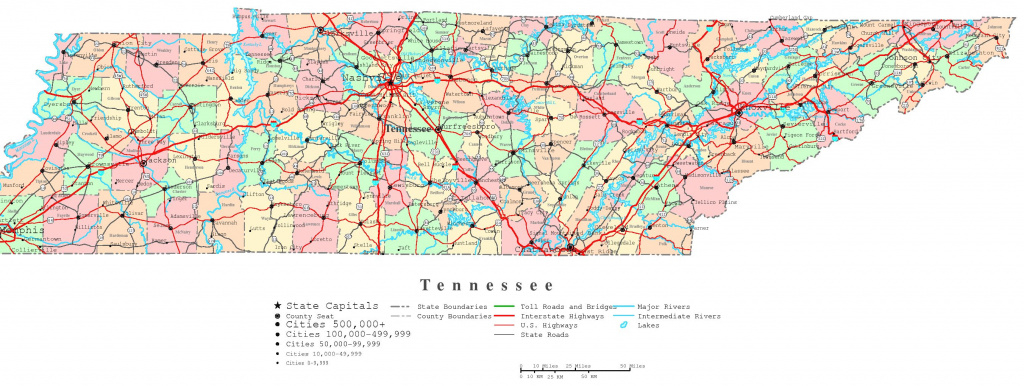 Tennessee Printable Map inside State Map Of Tennessee Showing Cities