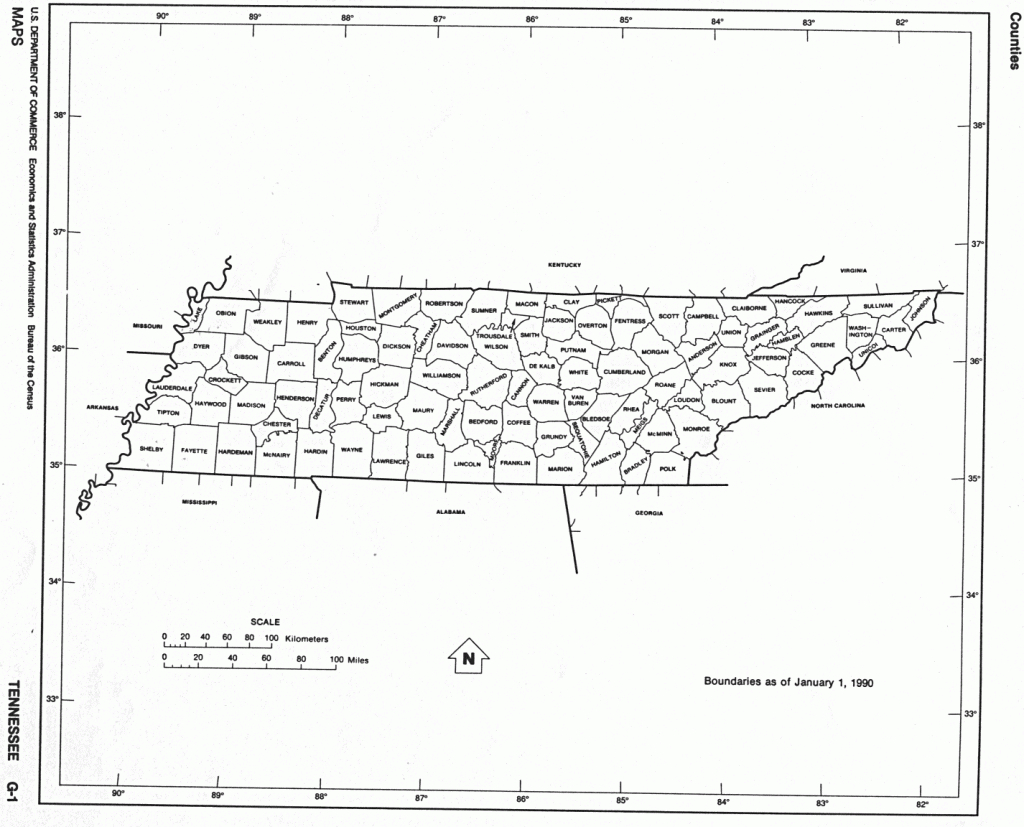 Tennessee State Map With Counties Outline And Location Of Each pertaining to Tennessee State Map With Counties