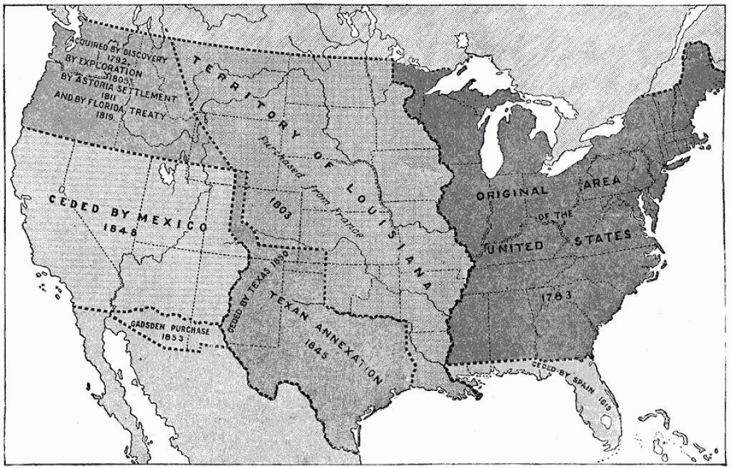 Territorial Growth Of The United States, 1783–1853 intended for Growth Of The United States To 1853 Map