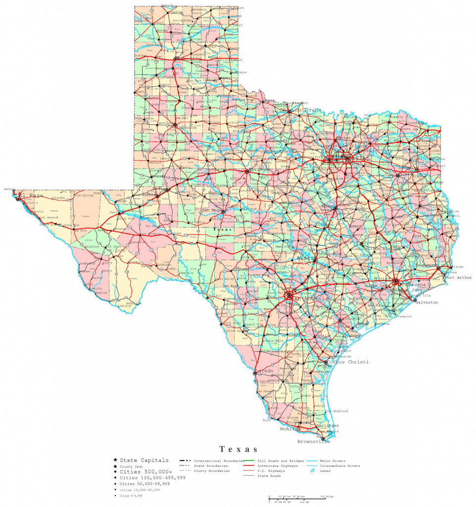 Texas Printable Map inside Texas State Highway Map