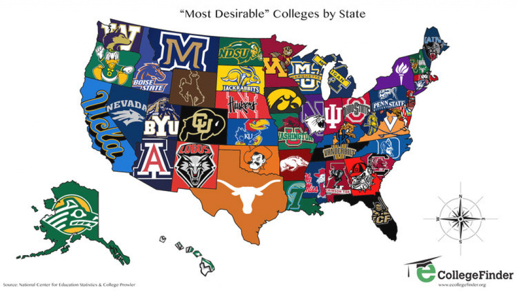 The Most Desirable College In Each State [Map] - Business Insider intended for State University Of New York Map