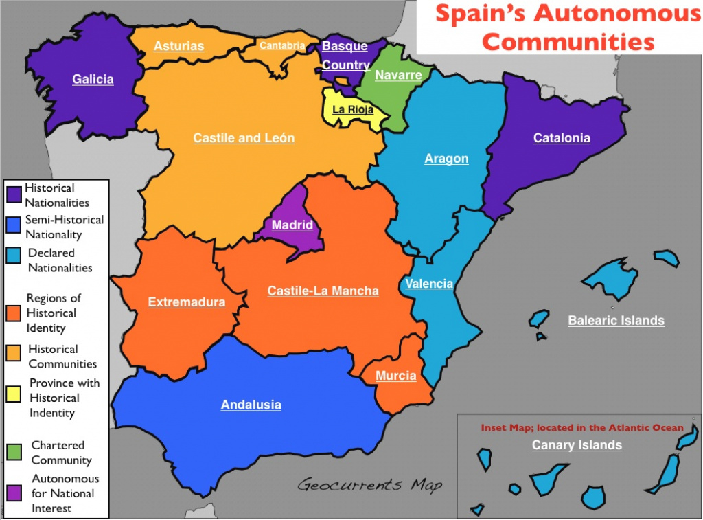 The Nation, Nationalities, And Autonomous Regions In Spain | Geocurrents inside Spain States Map