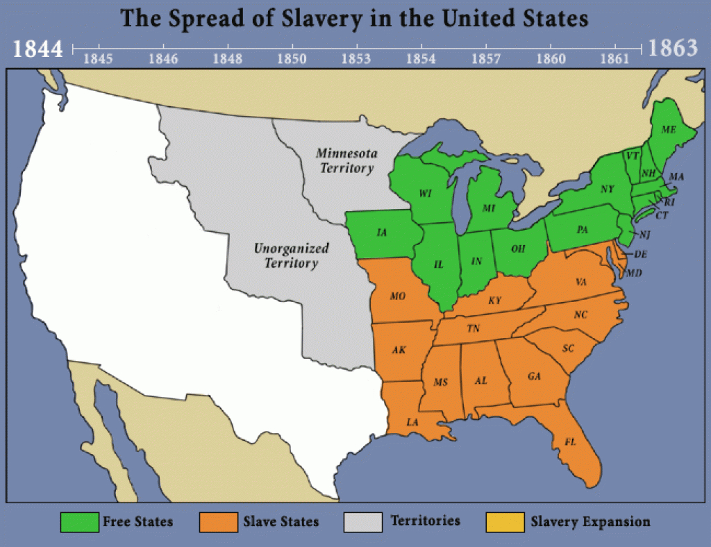 The Spread Of Slavery - Mrlincolnandfreedom within Map Of Slavery In The United States