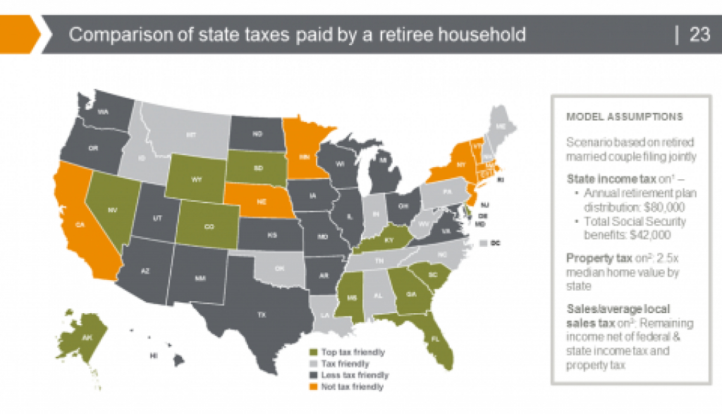 The Top 10 Tax Friendly States To Retire In - Republic Wealth Advisors inside Retirement Friendly States Map