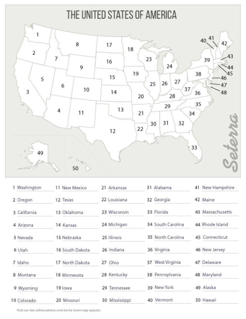 The U.s.: 50 States Printables - Map Quiz Game in Printable Us Map With States
