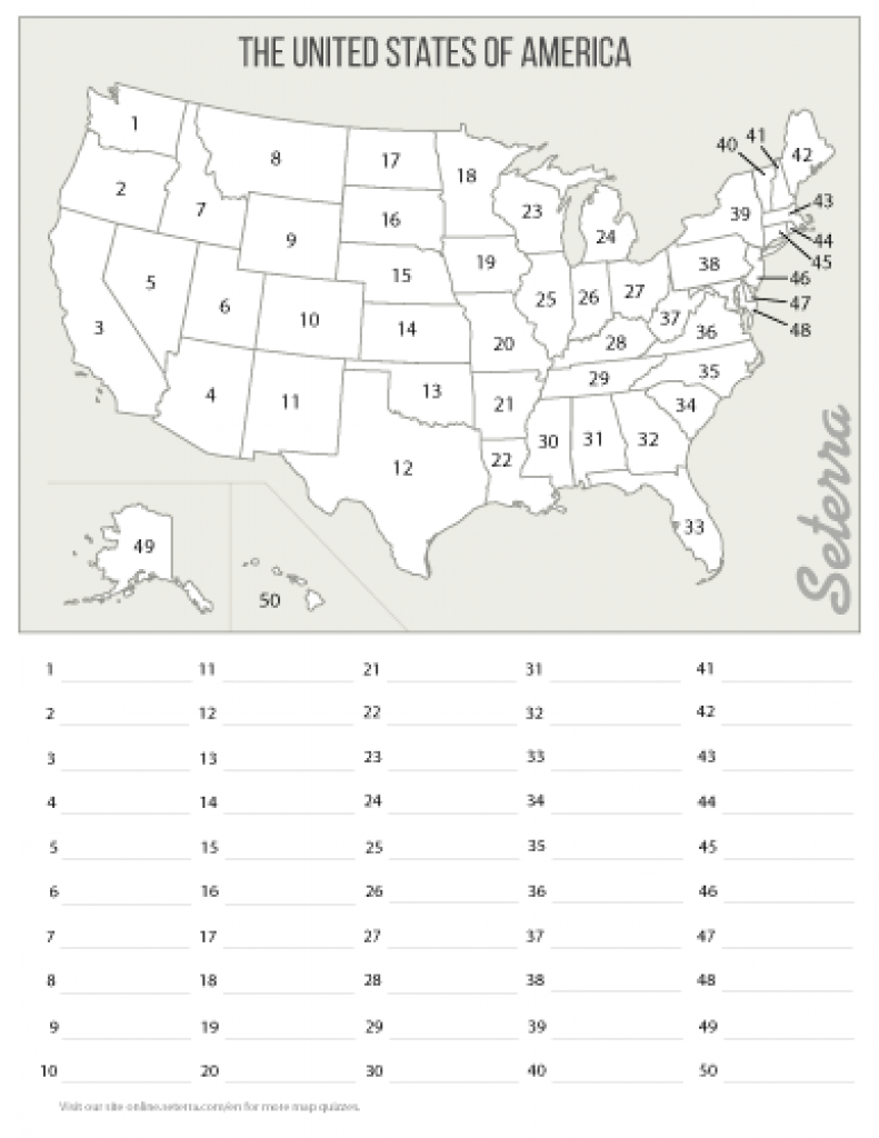 The U.s.: 50 States Printables - Map Quiz Game intended for 50 States Map Test