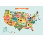 The Usa Map, Poster Wall Sticker   Contemporary   Kids Wall Decor Throughout United States Map For Kids
