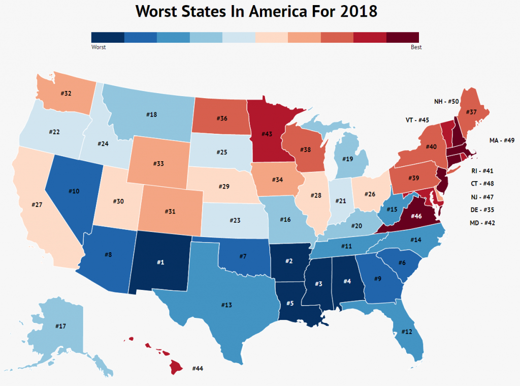 These Are 10 Worst States In America For 2018 - Roadsnacks with Sinkhole Map Washington State