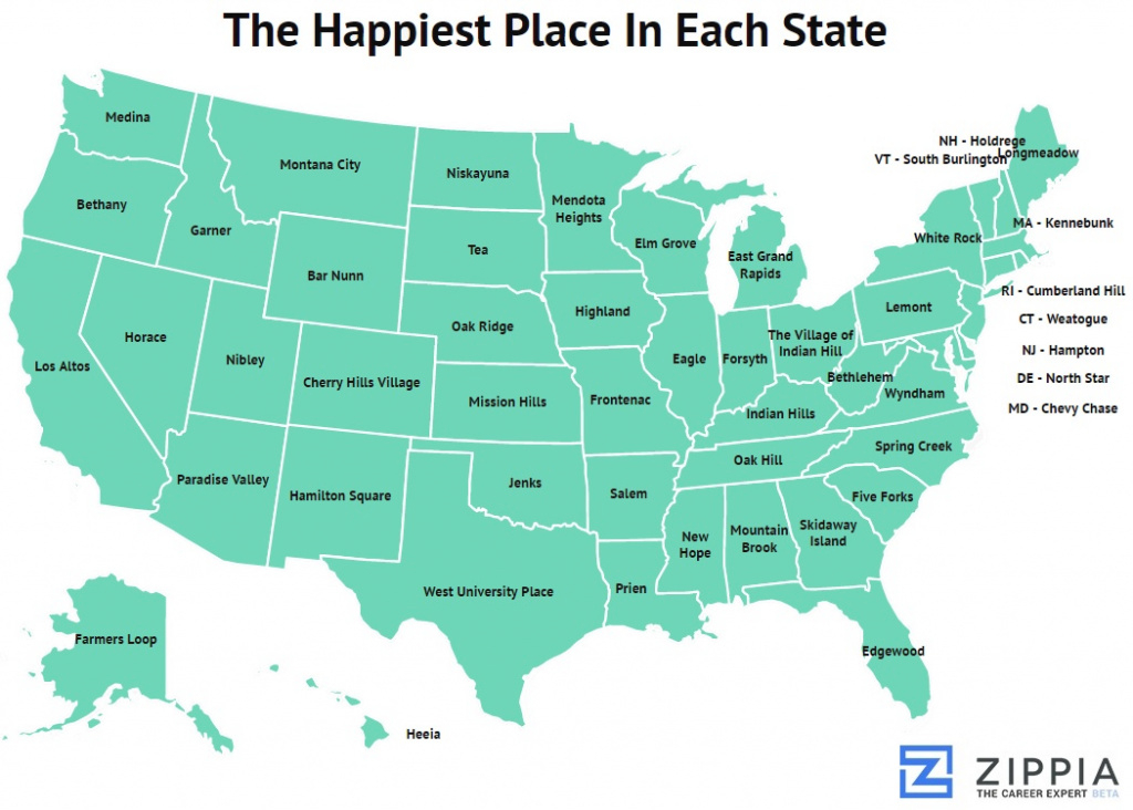 This Awesome Map Shows The Happiest Place In Each State - Zippia pertaining to Map Of Who Won Each State