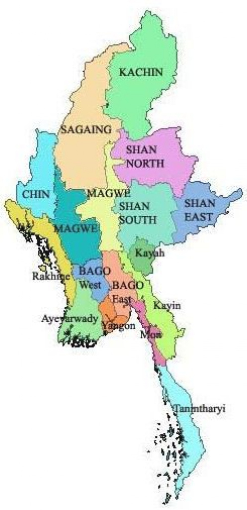 This Is A Map Of Burma With Seven State And Seven Regions. Burma Is pertaining to Map Of Myanmar States And Regions