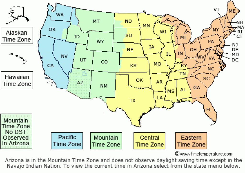 Time Zone Boundaries throughout State Time Zone Map