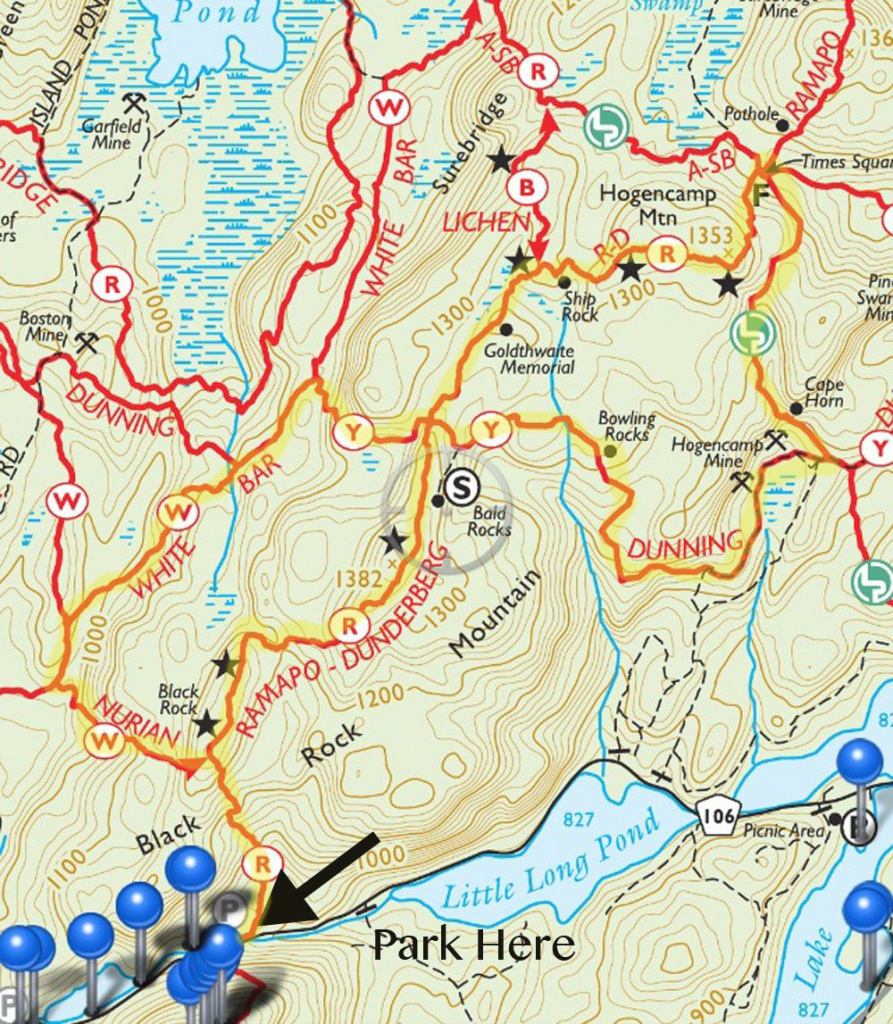Trail Map For The Ramapo Dunderberg Trail Over Hogencamp Mountain regarding Harriman State Park Trail Map