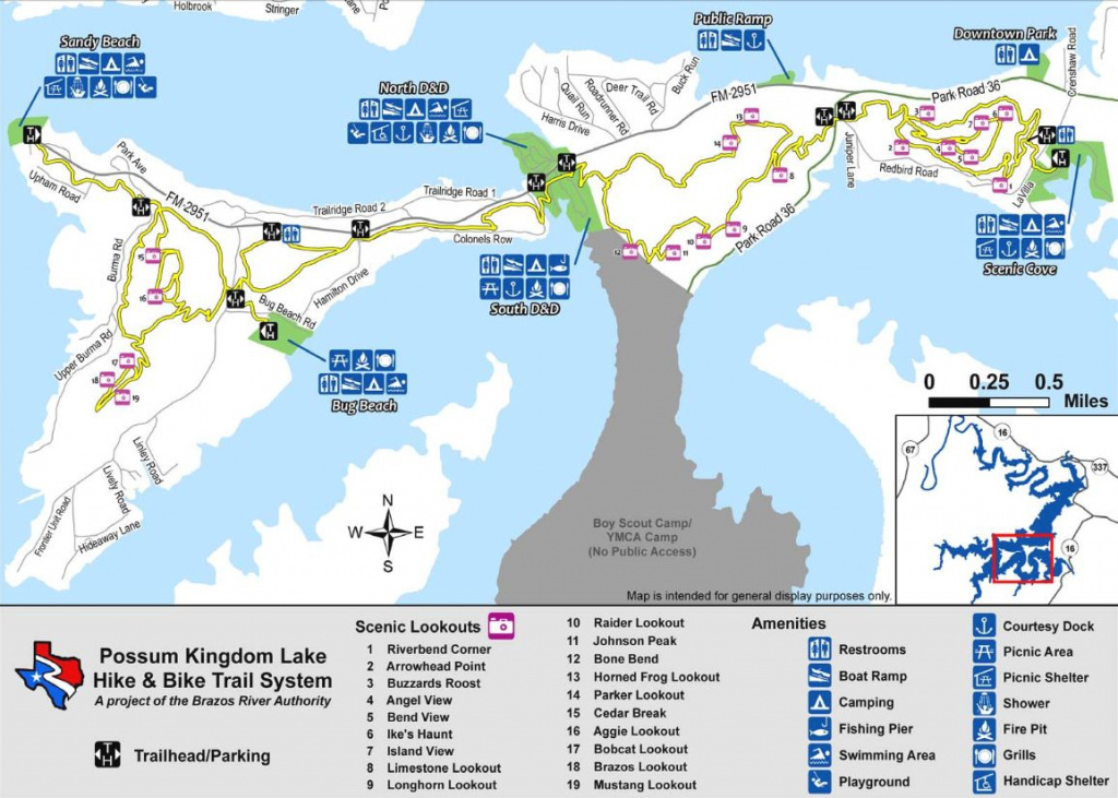 Trail Map – Possum Kingdom Lake within Hells Gate State Park Trail Map