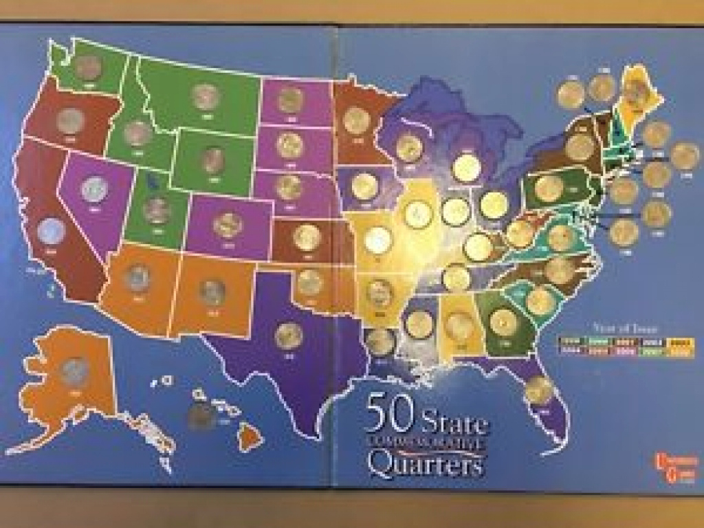 U.s.a. Coin Collectors Map Complete W/ 50 State Quarter Set 1999 pertaining to State Series Quarters Collector Map