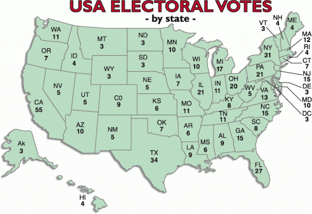 U.s. Electoral Vote Map for Electoral Votes By State Map