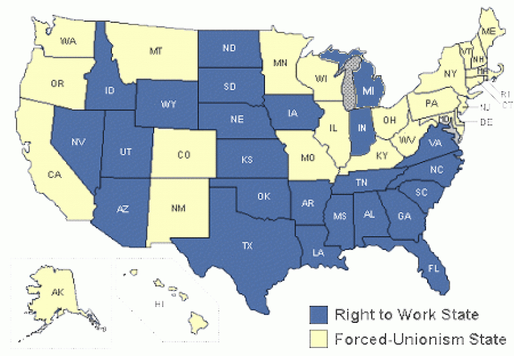 Unemployment Rates Are Lower And Wages Are Higher In Right-To-Work with regard to Map Of Right To Work States