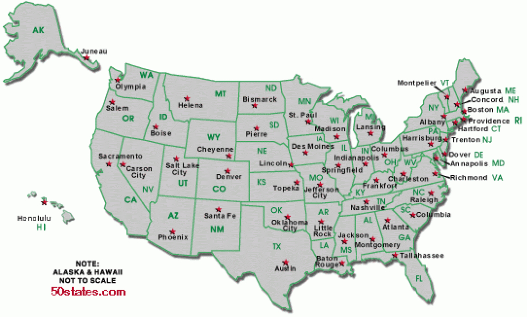 United States And Capitals Map inside The 50 State Capitals Map