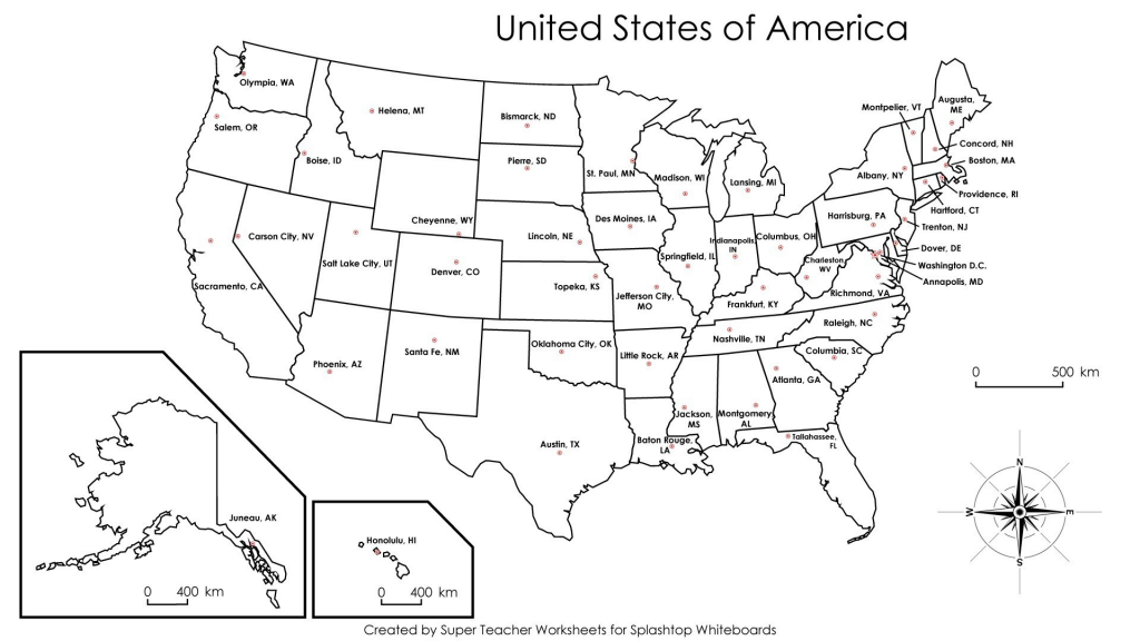 United States Capitals Map Quiz Printable Inspirationa United States in Blank States And Capitals Map