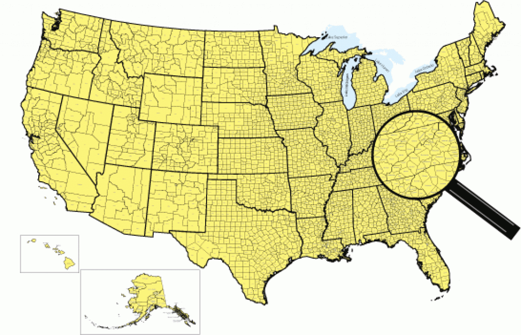 United States County Map - Illustrator, Powerpoint Plus Us Cities with United States County Map
