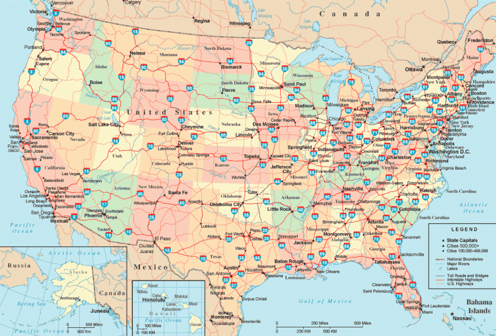 United States Interstate Highway Map within Us Highway Maps With States And Cities