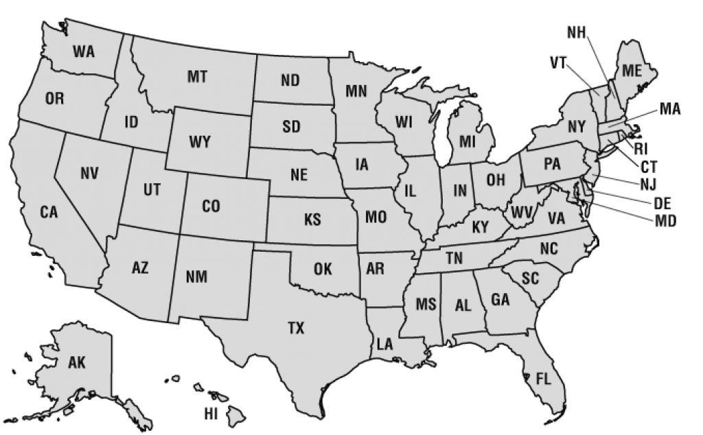 United States Map And A List Of Us States pertaining to Printable 50 States Map