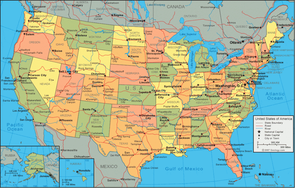 United States Map And Satellite Image inside Usa Map With States And Cities