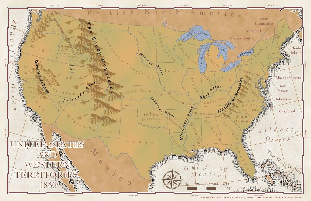 United States Of America – 1860 &amp;amp; 2010 | Josh Jones&amp;#039; Geographic regarding Geographic United States Map