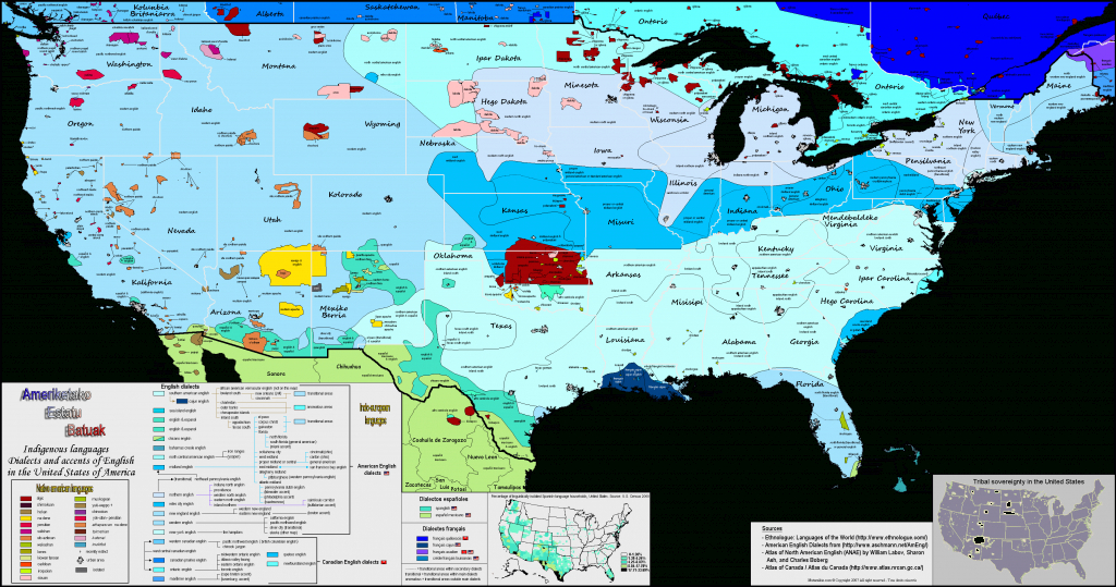 United States Of America / Linguistic Map with United States Accent Map