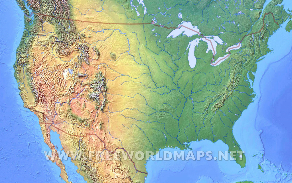 United States Physical Map regarding Blank Physical Map Of The United States