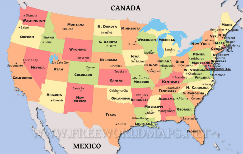 United States Political Map pertaining to North America Map With States And Capitals