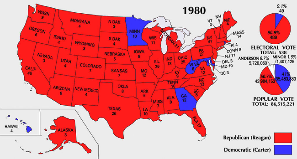 United States Presidential Election, 1980 - Wikipedia for 1980 Presidential Election Results By State Map