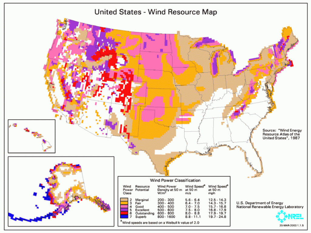 United States Wind Energy Resource Map pertaining to United States Resource Map