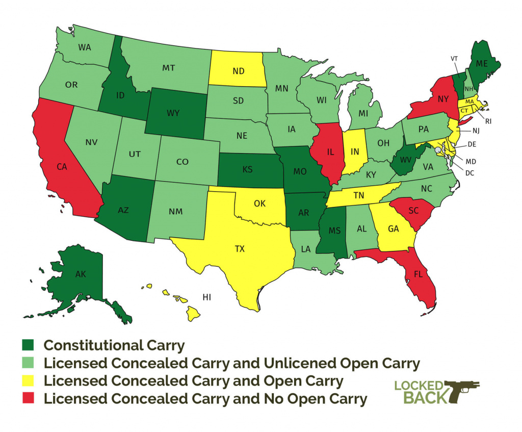 Updated Constitutional Carry, Conceal Carry, &amp;amp; Open Carry Map For 2017 pertaining to States That Allow Open Carry Map