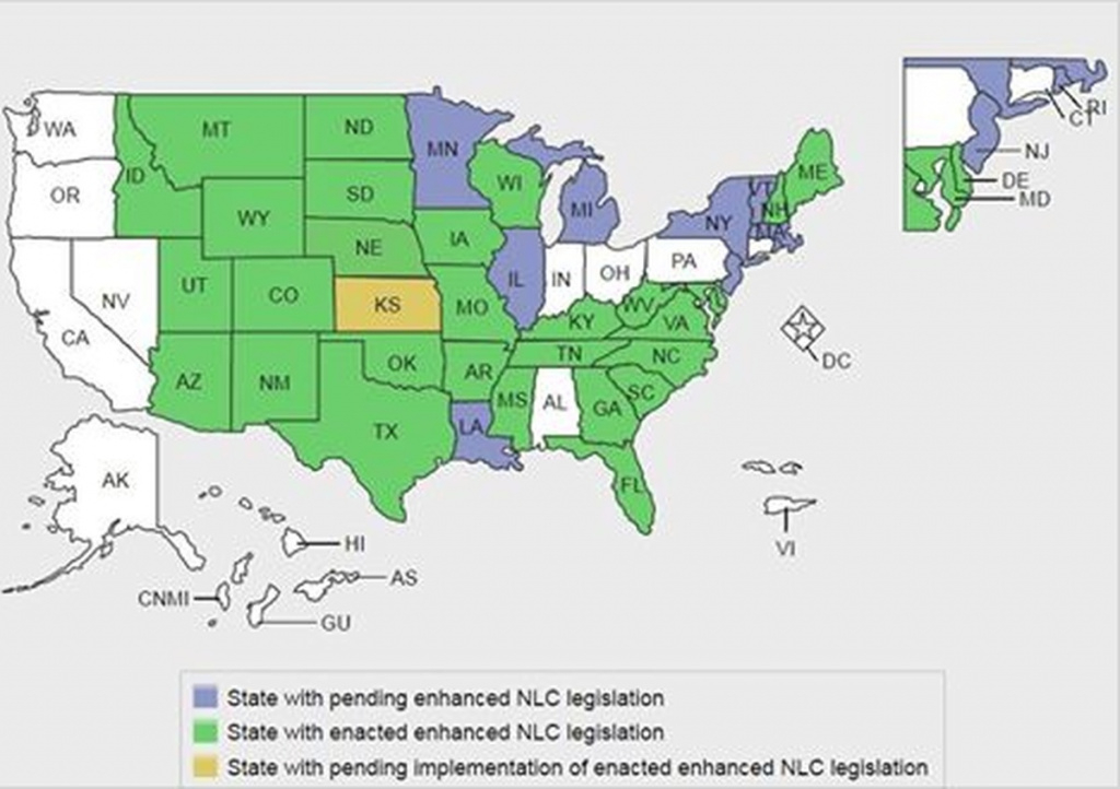 Updated Map: Enhanced Nursing Licensure Compact (Enlc) Jan. 2018 inside Nursing Compact States Map