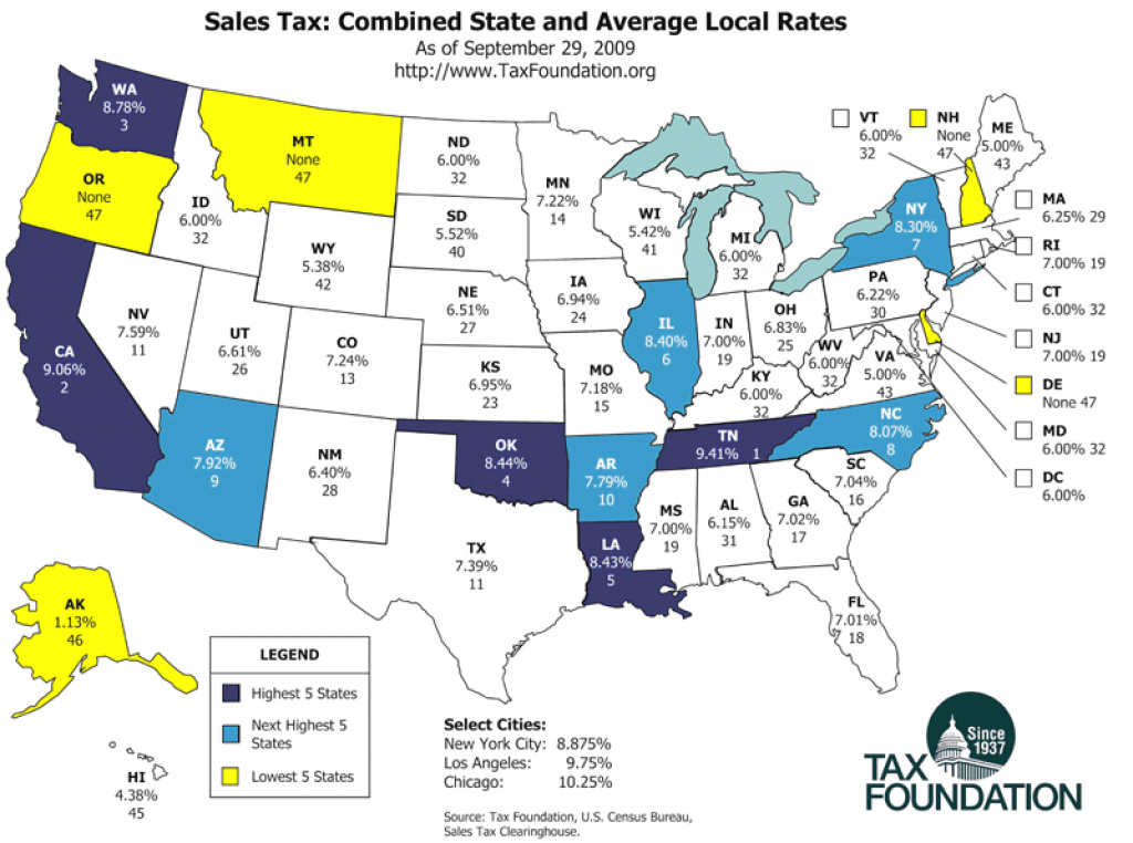 Updated State And Local Option Sales Tax - Tax Foundation throughout Us State Tax Map