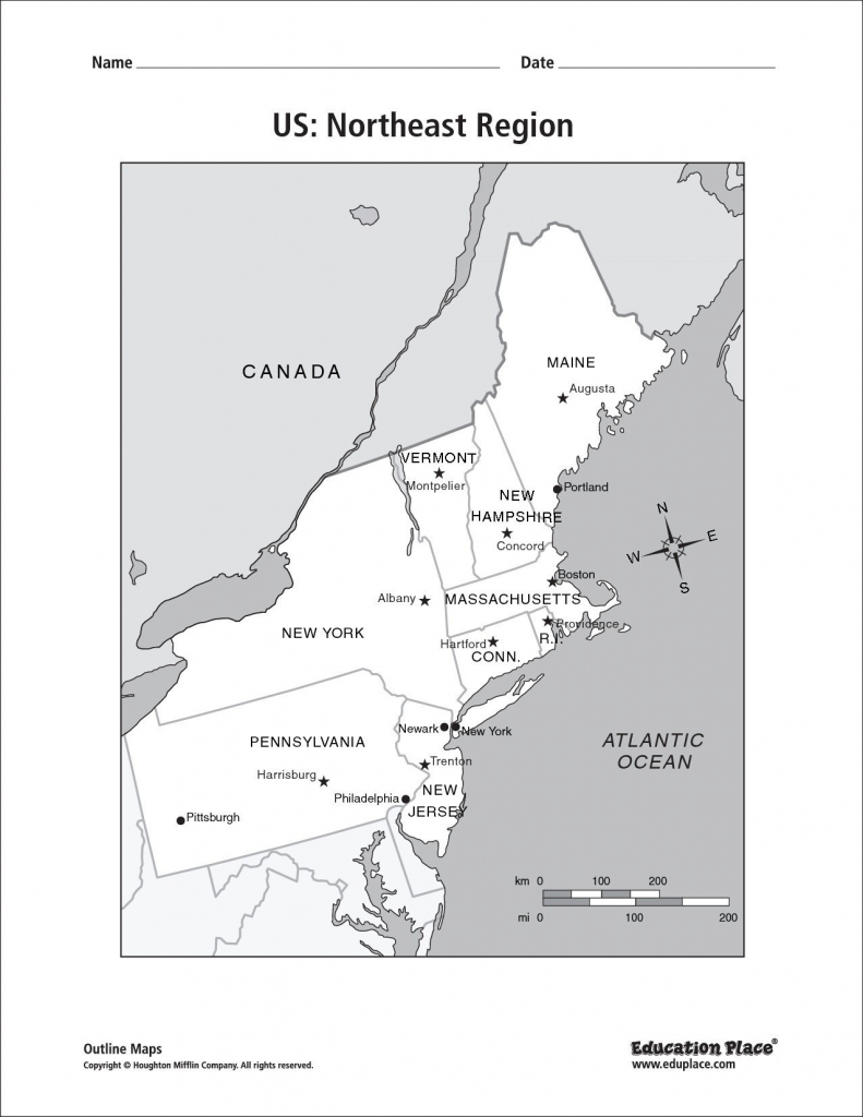 Us Capitals Map Quiz Printable New Northeast Region Map With inside Northeast States And Capitals Map Quiz