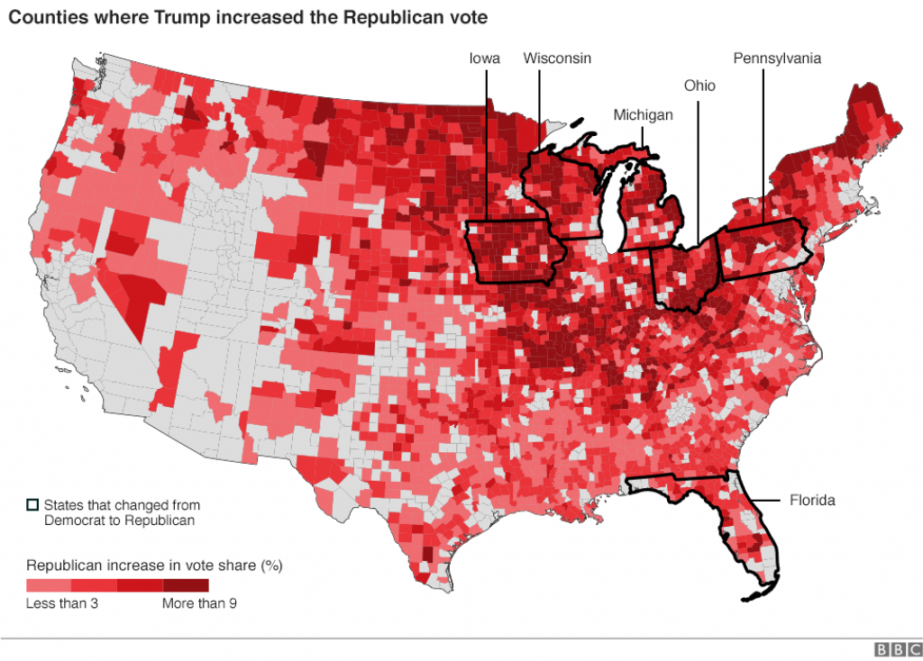Us Election 2016: Trump Victory In Maps - Bbc News regarding Map Of States Trump Won