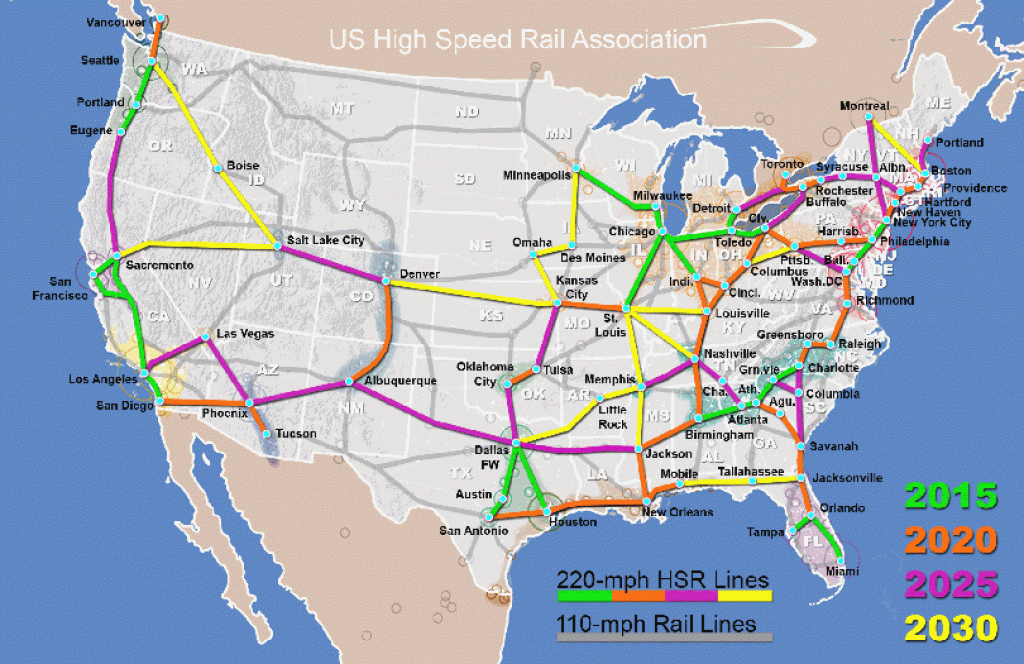 Us High Speed Rail Map throughout United States Train Map